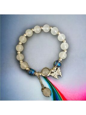 🦋💖 Gray Moonstone Butterfly Bracelet
